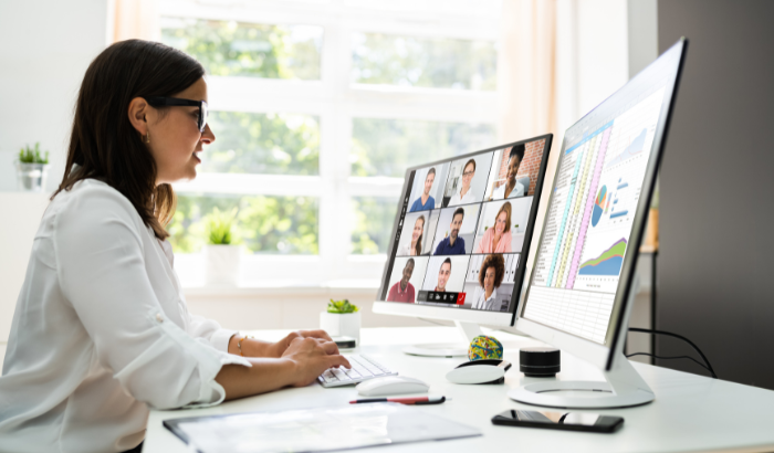 Women participating in a webinar
