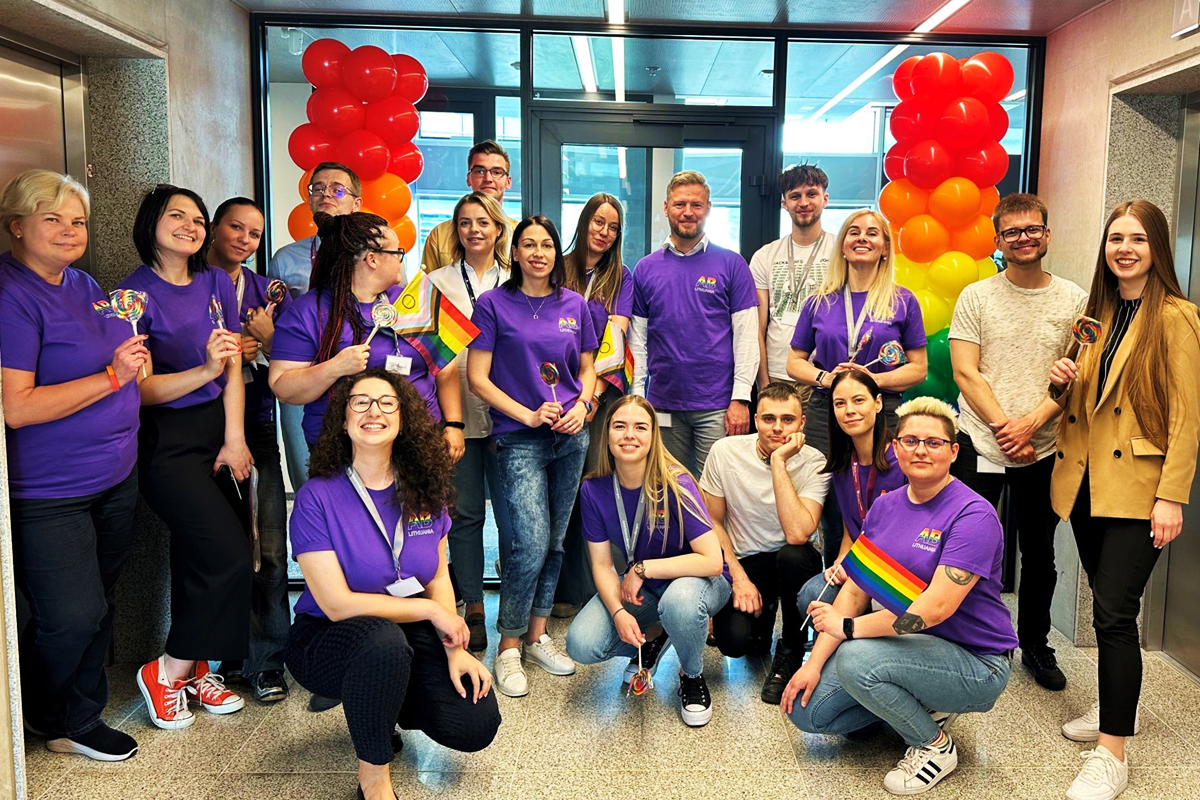 A group of coworkers celebrating Pride Month 2023 in Vilnius, Lithuania