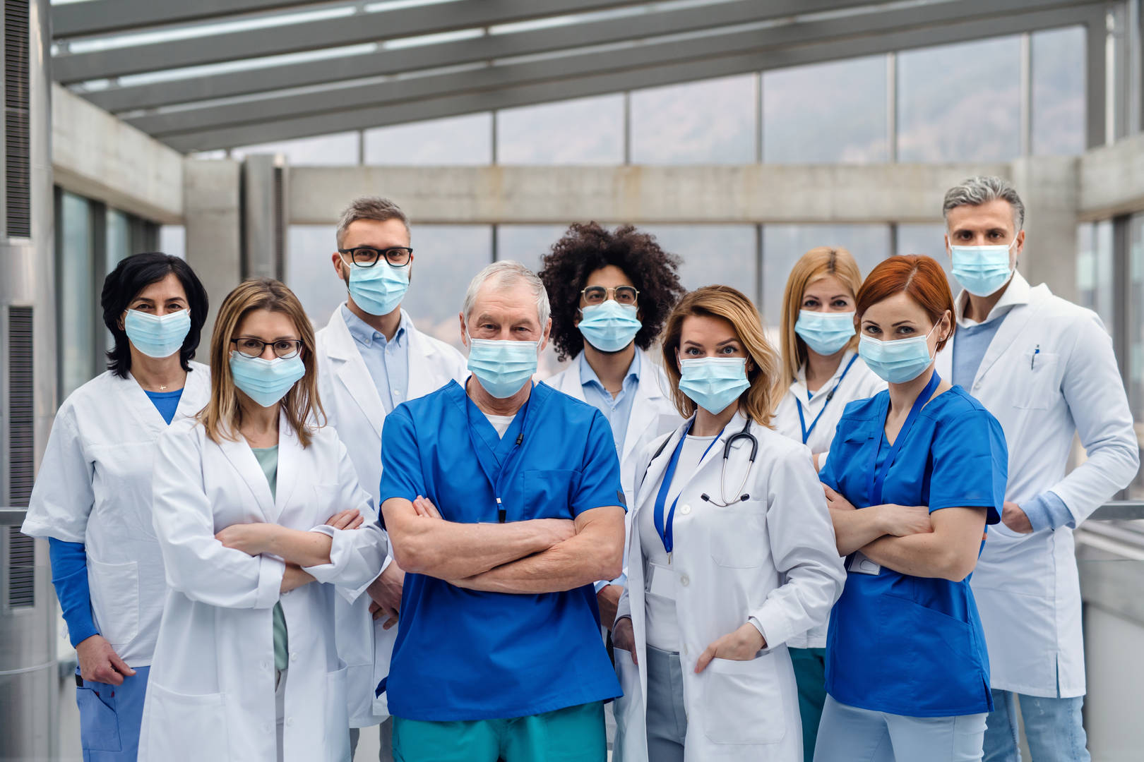 Group Physicians Wearing Masks