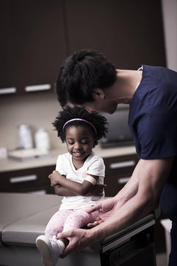 Girl and nurse