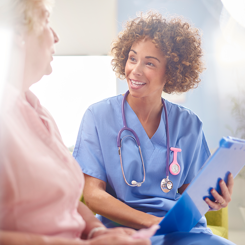 Medic discussing billing with a patient