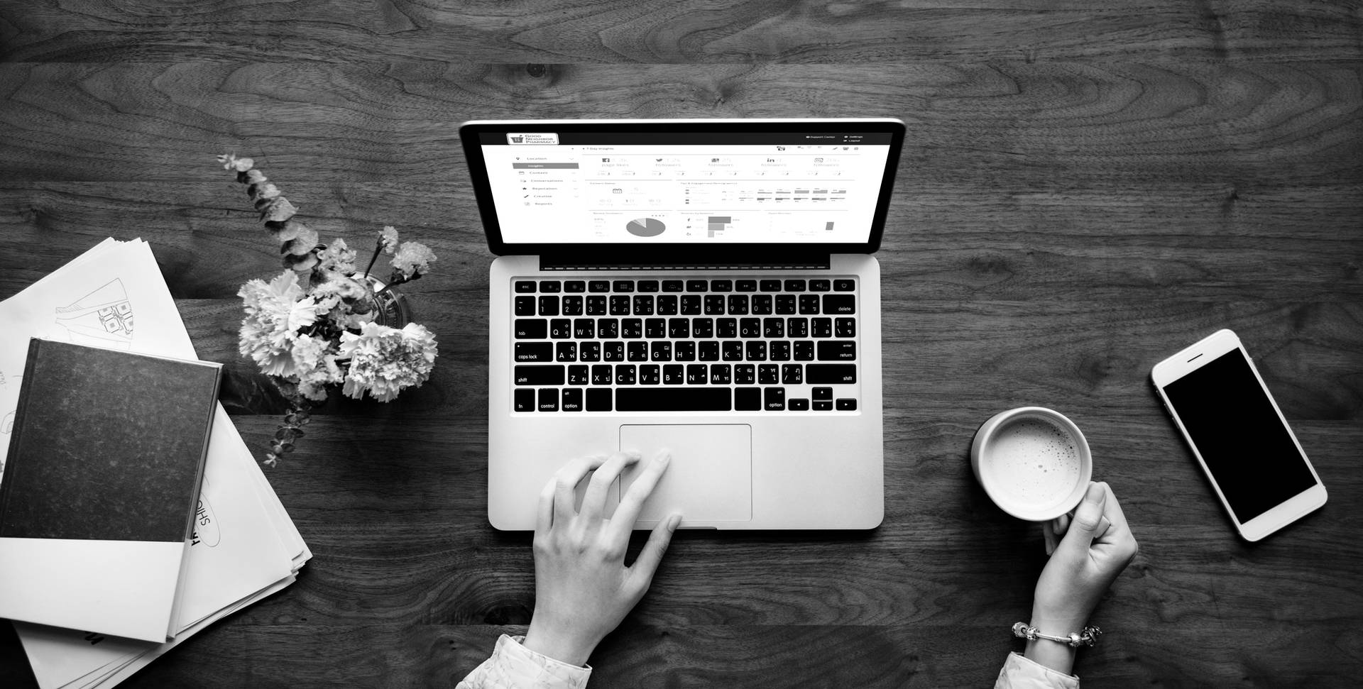 Pharmacist engaging customers using social media