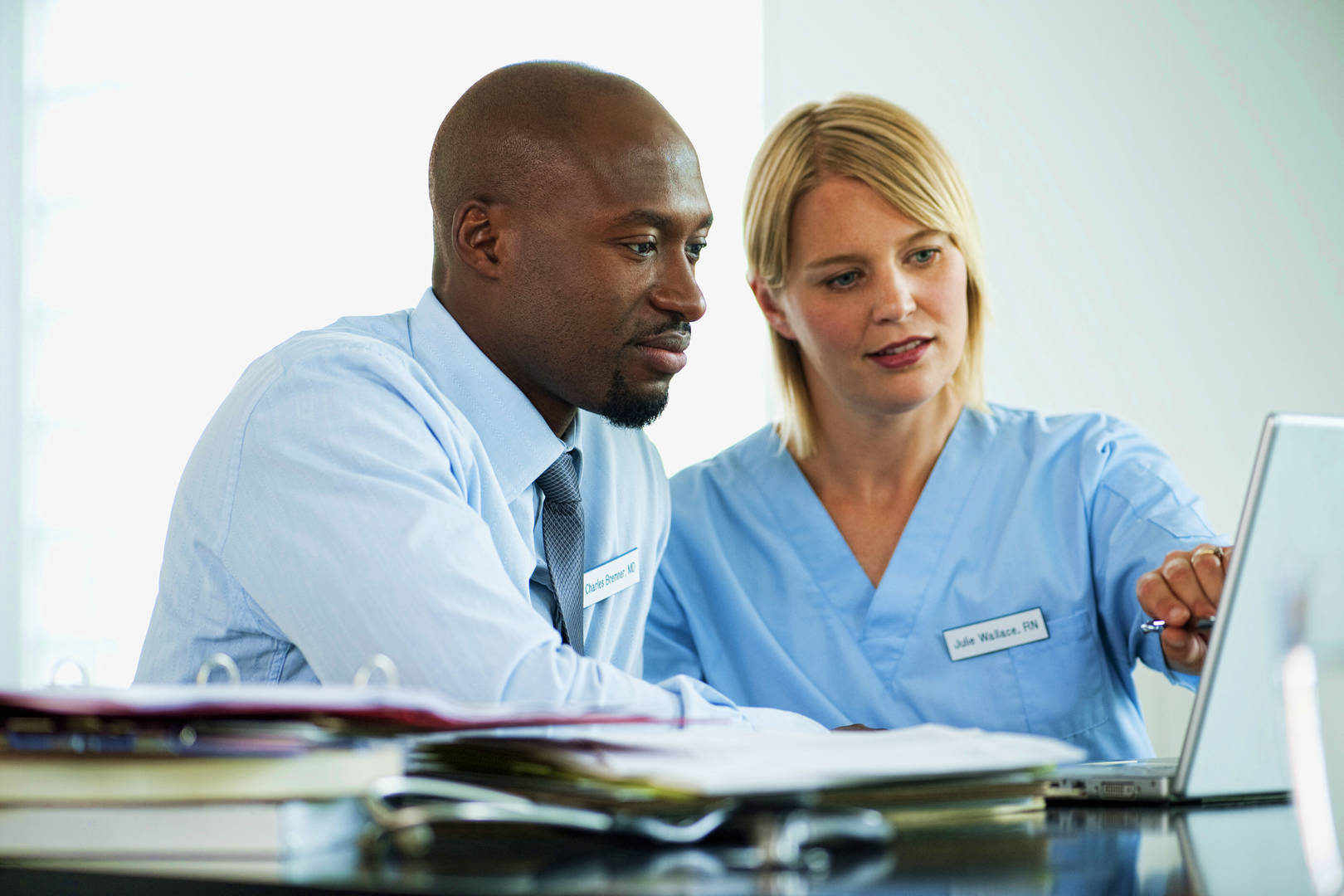 business man with healthcare worker