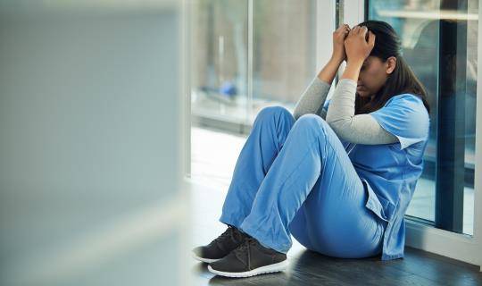 Stressed healthcare worker