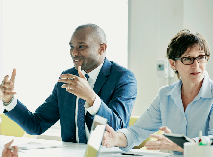 Man and woman business meeting