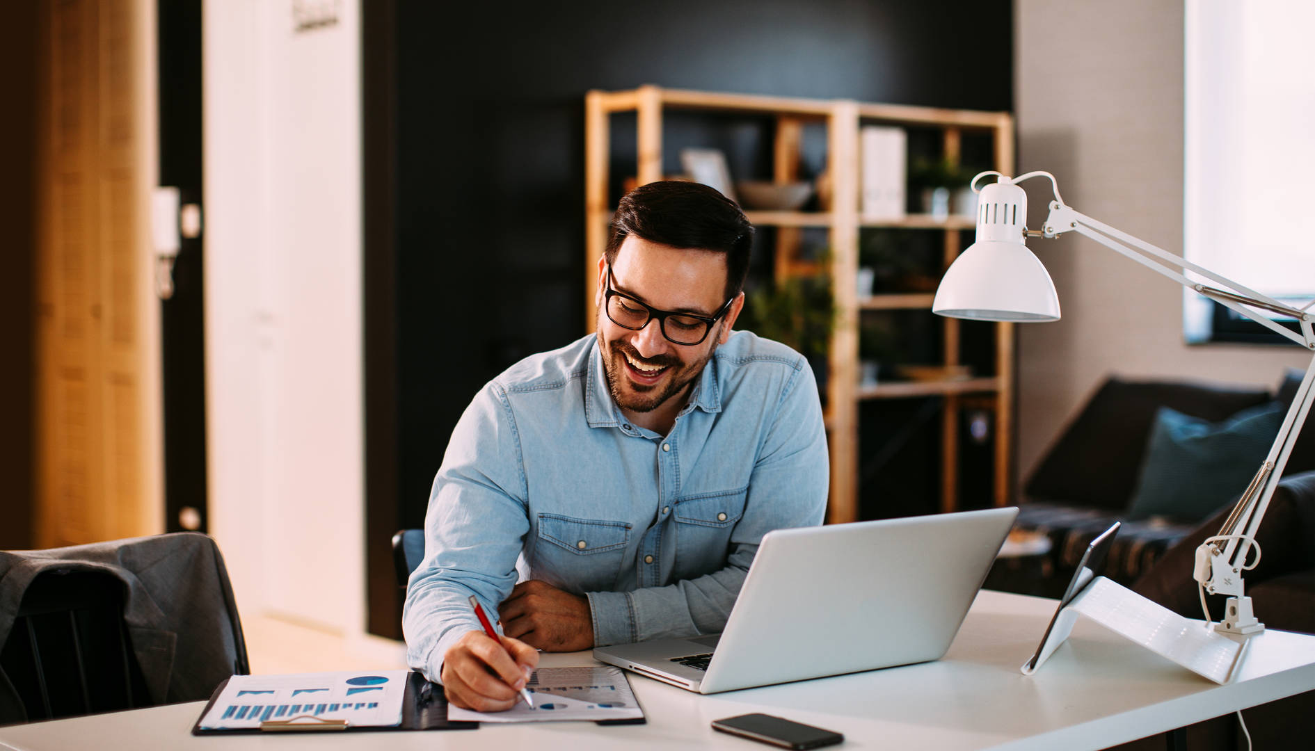 Male working on a laptop