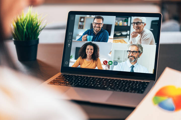 Doctor on video call with colleagues